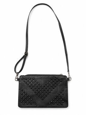 Black Studded Crossbody Bag - Sleek Everyday Shoulder Purse
